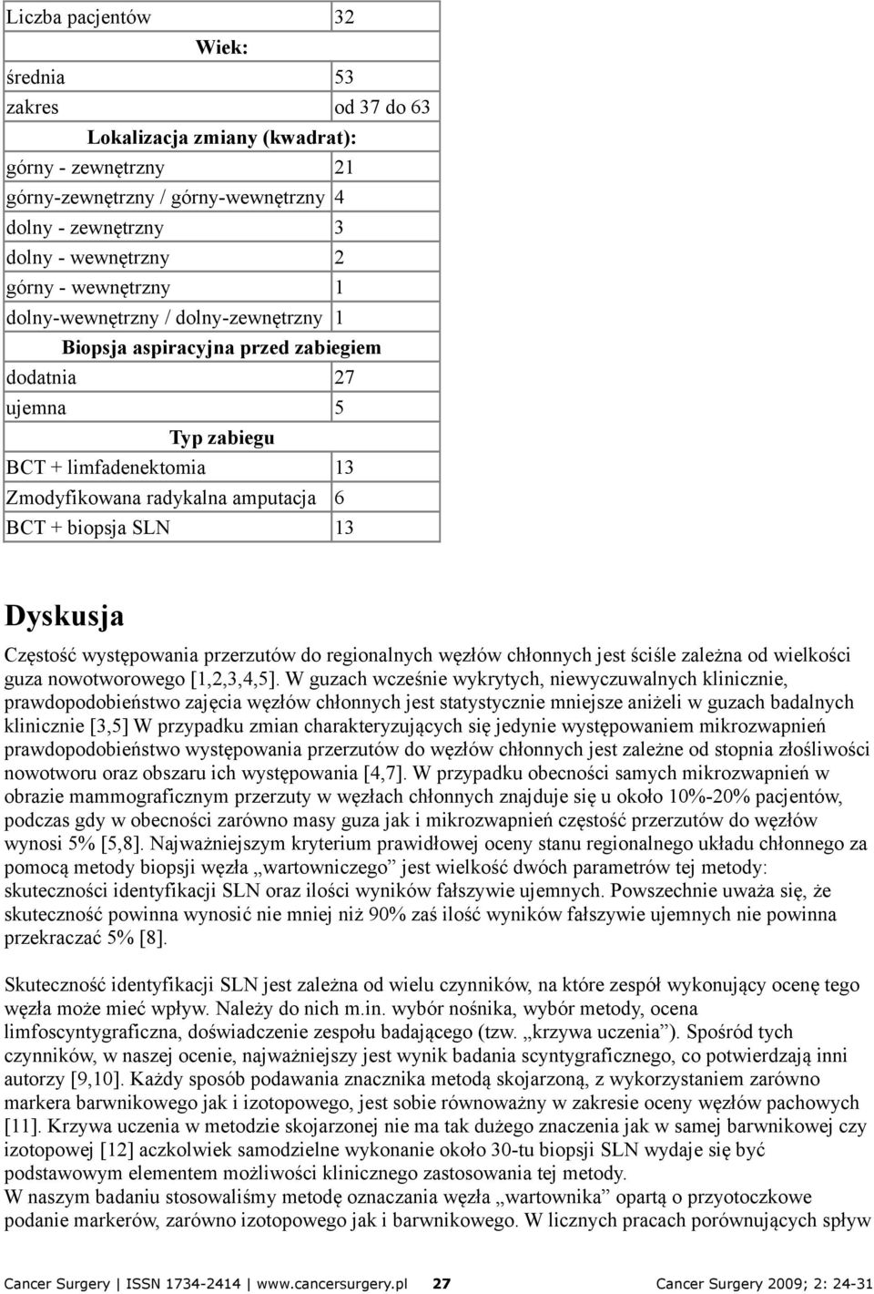 13 Dyskusja Częstość występowania przerzutów do regionalnych węzłów chłonnych jest ściśle zależna od wielkości guza nowotworowego [1,2,3,4,5].