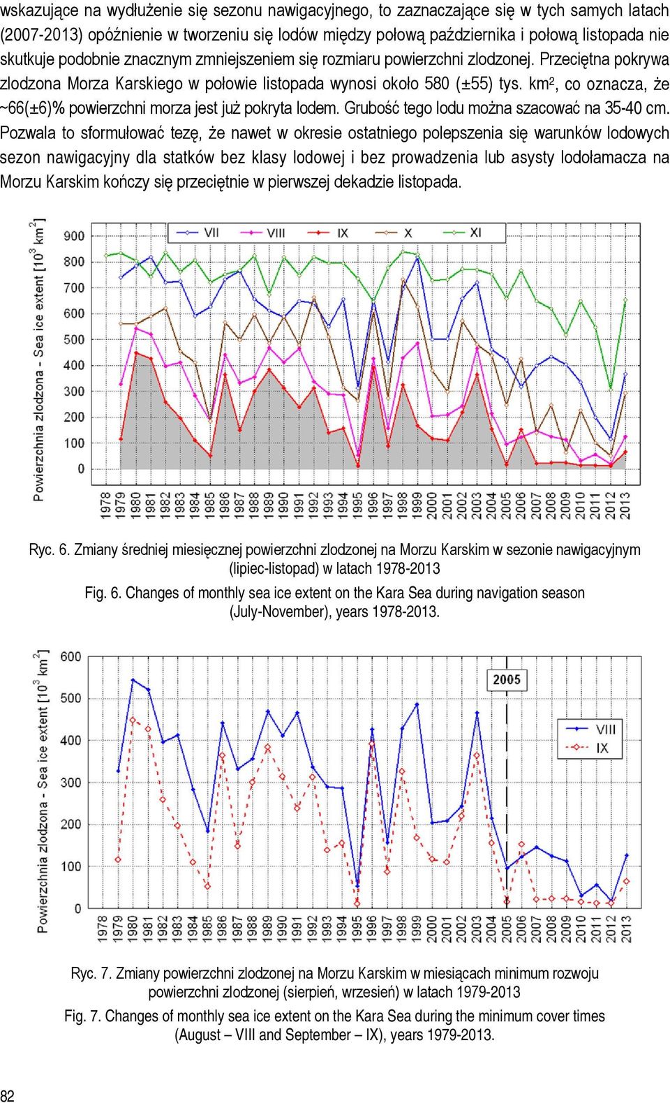 km 2, co oznacza, że ~66(±6)% powierzchni morza jest już pokryta lodem. Grubość tego lodu można szacować na 35-40 cm.