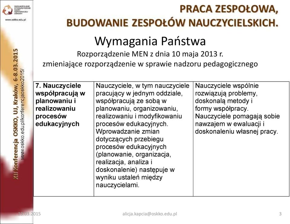 organizowaniu, realizowaniu i modyfikowaniu procesów edukacyjnych.