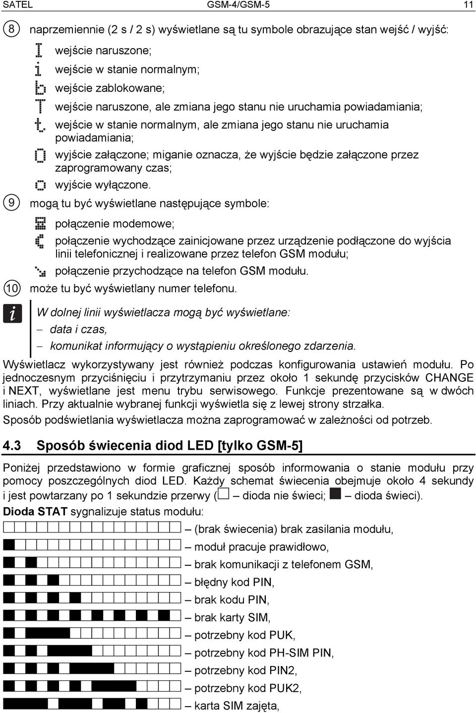 zaprogramowany czas; wyjście wyłączone.