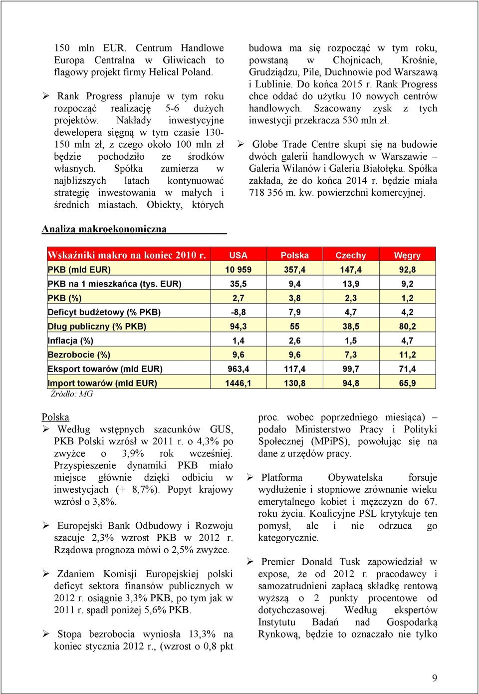 Spółka zamierza w najbliższych latach kontynuować strategię inwestowania w małych i średnich miastach.