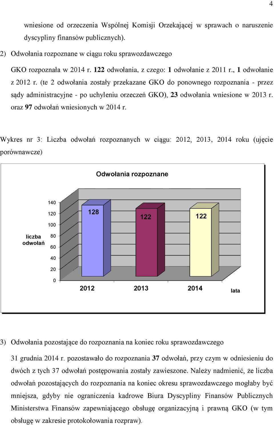 (te 2 odwołania zostały przekazane GKO do ponownego rozpoznania - przez sądy administracyjne - po uchyleniu orzeczeń GKO), 23 odwołania wniesione w 2013 r. oraz 97 odwołań wniesionych w 2014 r.