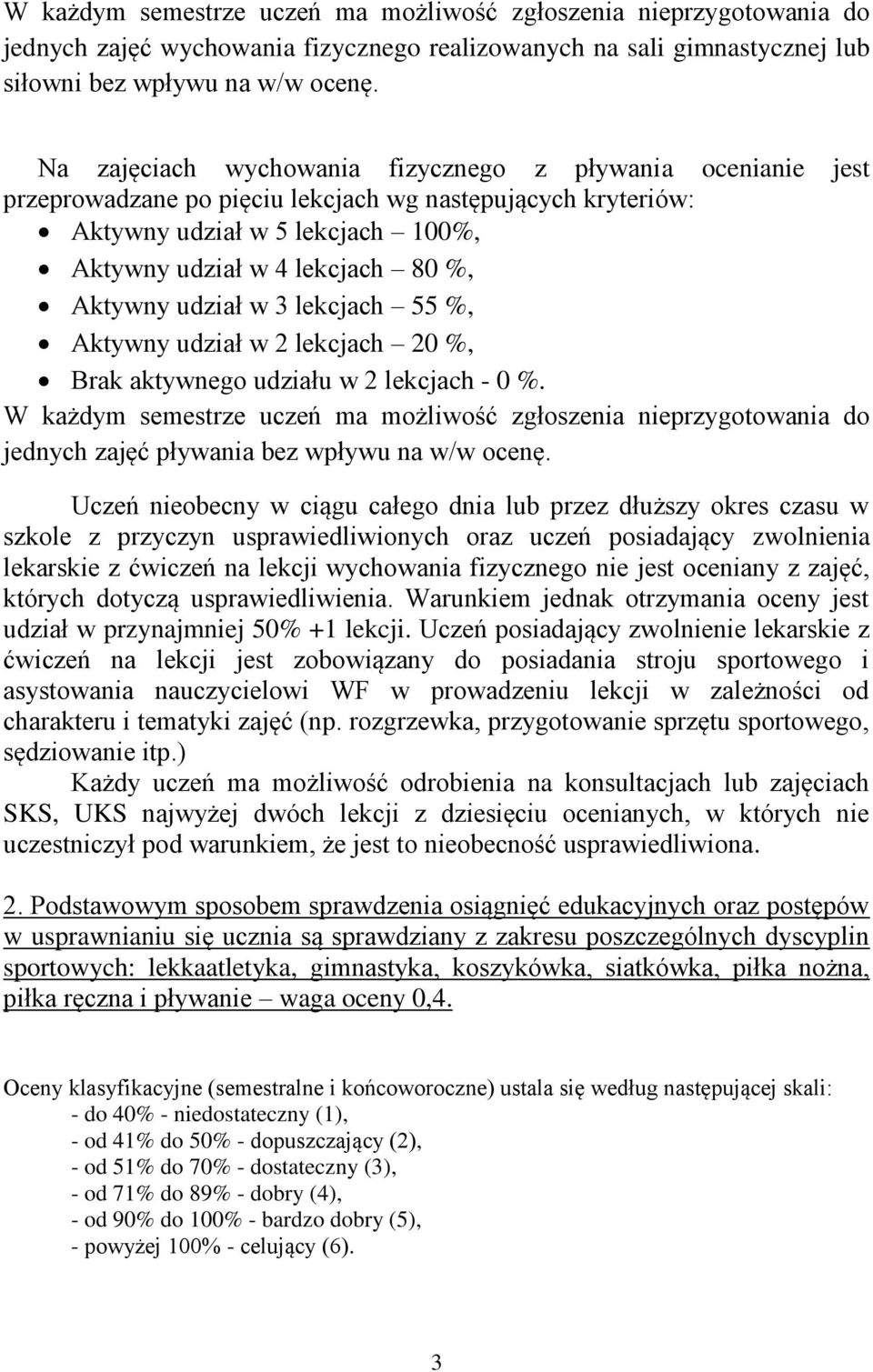 udział w 3 lekcjach 55 %, Aktywny udział w 2 lekcjach 20 %, Brak aktywnego udziału w 2 lekcjach - 0 %.