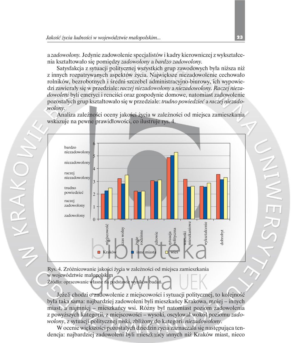 Największe niezadowolenie cechowało rolników, bezrobotnych i średni szczebel administracyjno-biurowy, ich wypowiedzi zawierały się w przedziale: a.