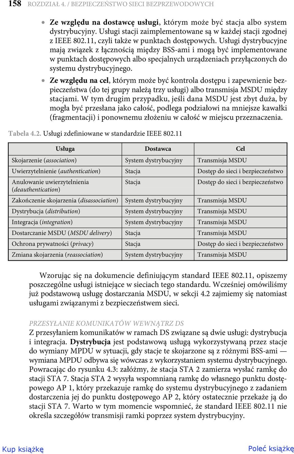 Usługi dystrybucyjne mają związek z łącznością między BSS-ami i mogą być implementowane w punktach dostępowych albo specjalnych urządzeniach przyłączonych do systemu dystrybucyjnego.