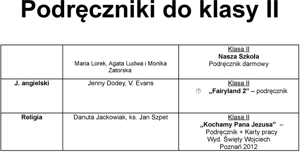 Evans Klasa II Fairyland 2 podręcznik Religia Danuta Jackowiak, ks.