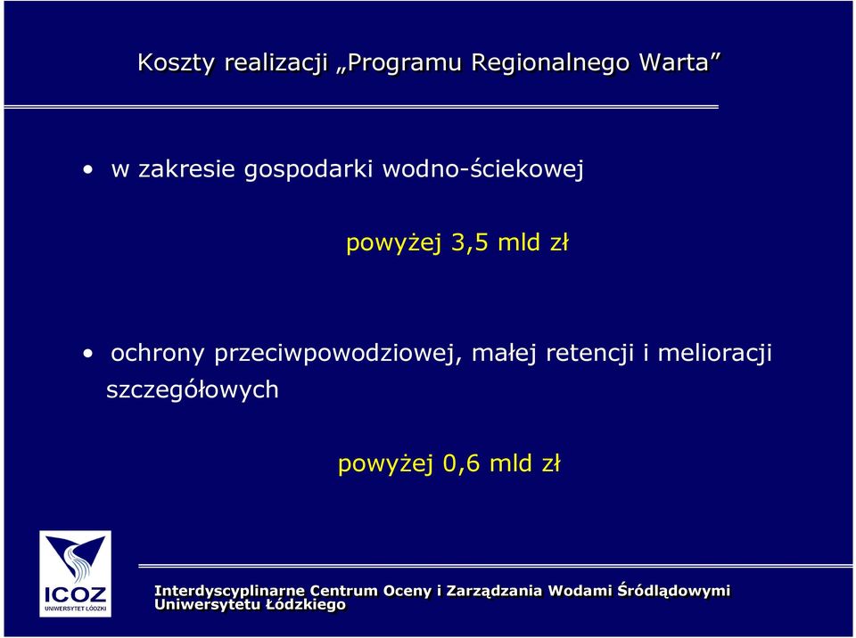 retencji i melioracji szczegółowych powyŝej 0,6 mld zł