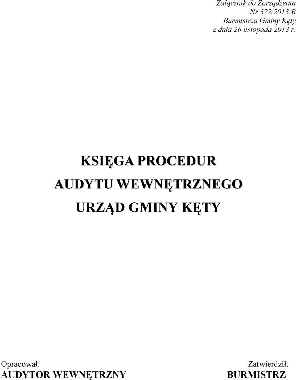 KSIĘGA PROCEDUR AUDYTU WEWNĘTRZNEGO URZĄD GMINY