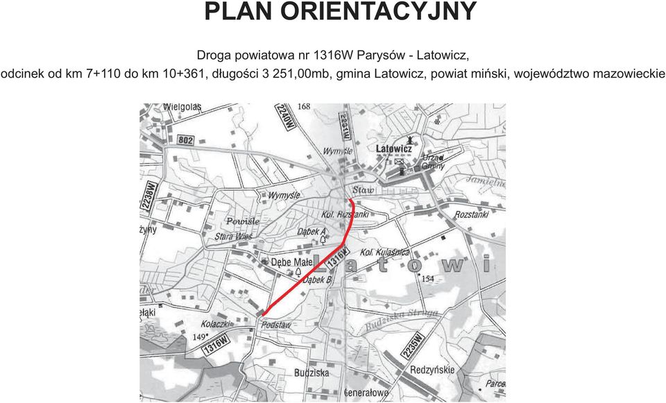 km 10+361, długości 3 251,00mb, gmina