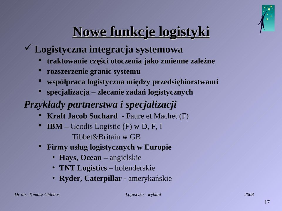 partnerstwa i specjalizacji Kraft Jacob Suchard - Faure et Machet (F) IBM Geodis Logistic (F) w D, F, I Tibbet&Britain w