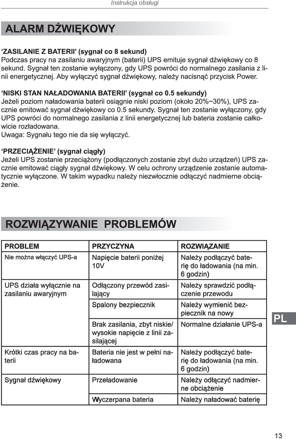 Należy podłączyć baterię do ładowania (na min.