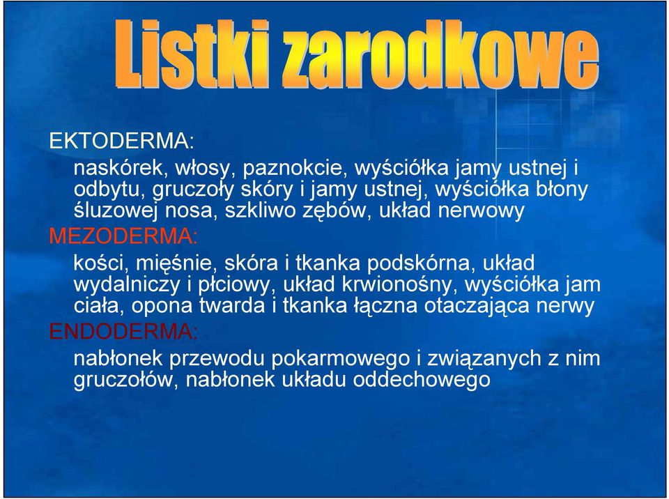 podskórna, układ wydalniczy i płciowy, układ krwionośny, wyściółka jam ciała, opona twarda i tkanka łączna