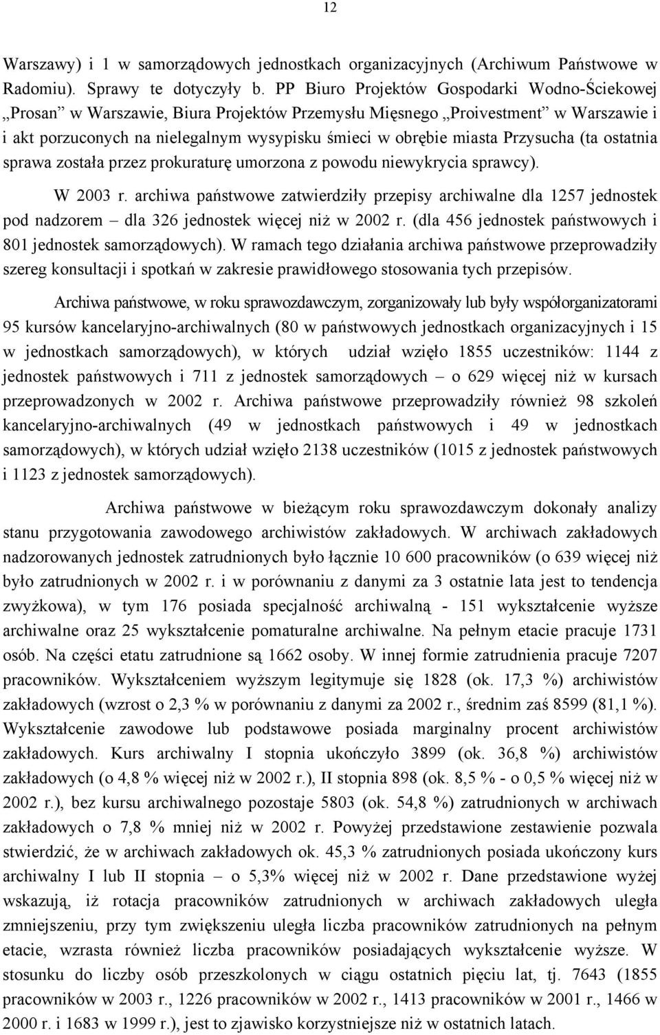 Przysucha (ta ostatnia sprawa została przez prokuraturę umorzona z powodu niewykrycia sprawcy). W 2003 r.