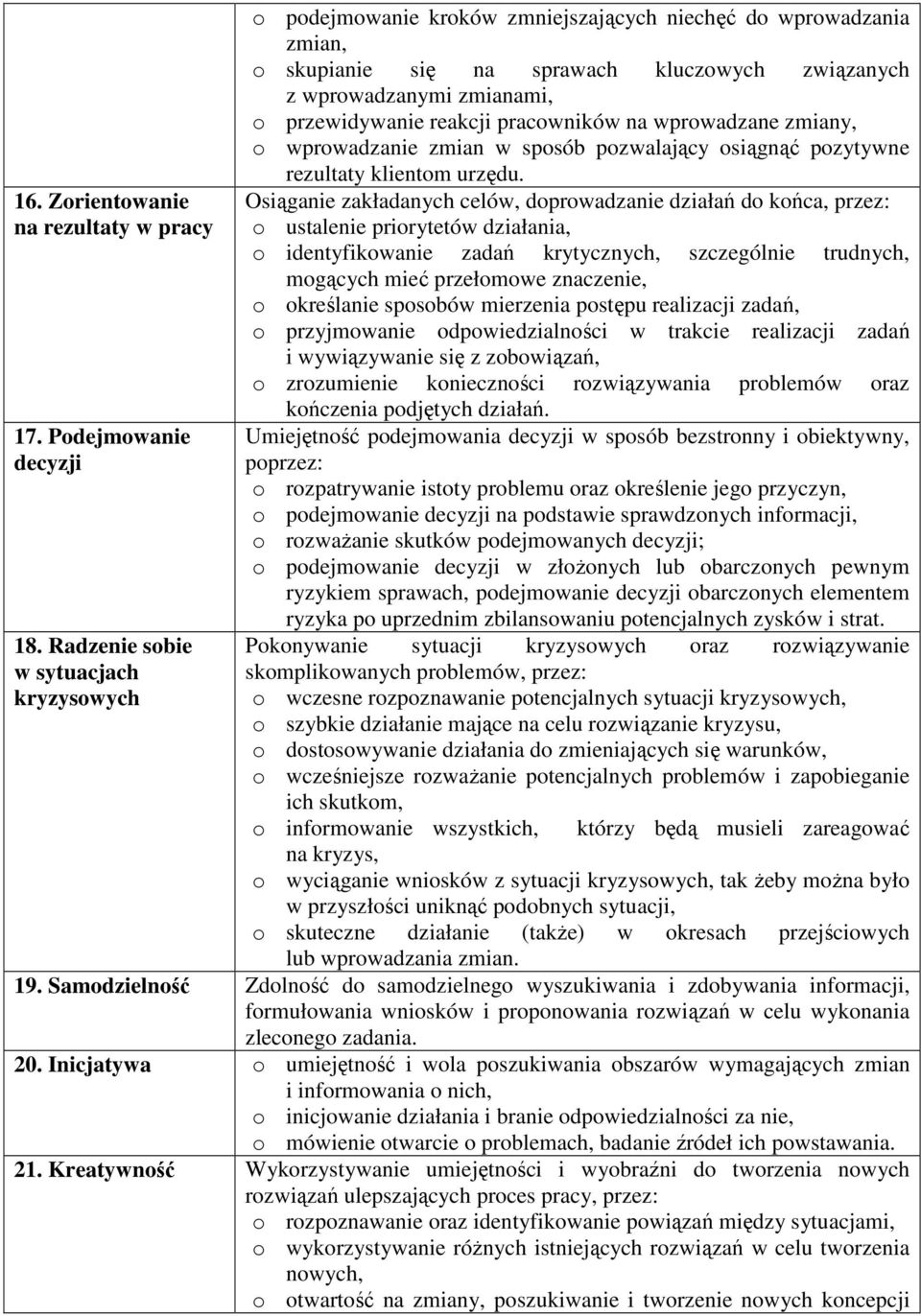 przewidywanie reakcji pracowników na wprowadzane zmiany, o wprowadzanie zmian w sposób pozwalający osiągnąć pozytywne rezultaty klientom urzędu.