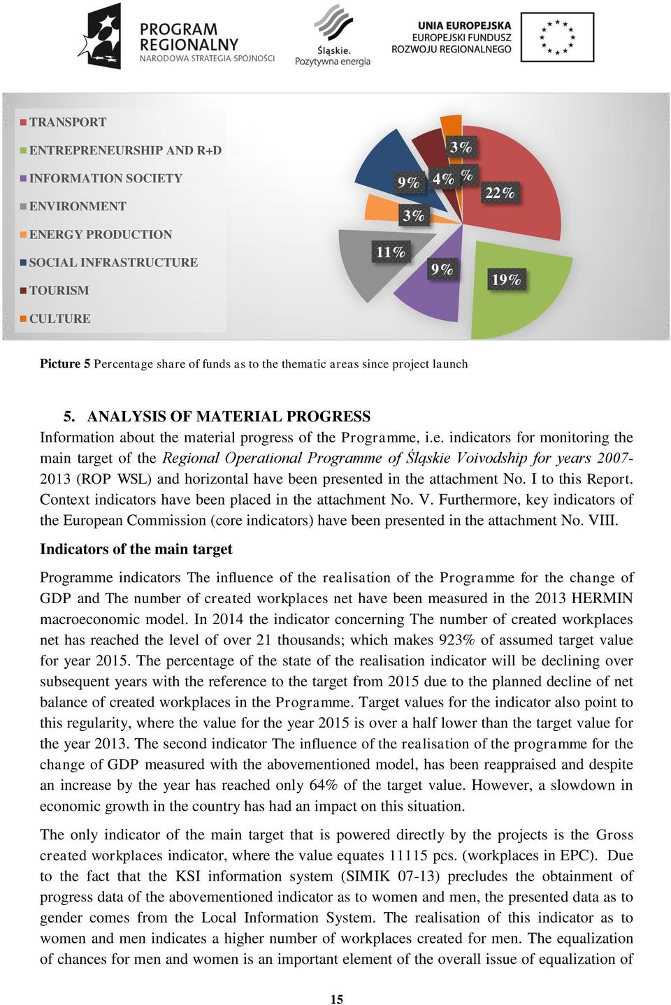 I to this Report. Context indicators have been placed in the attachment No. V. Furthermore, key indicators of the European Commission (core indicators) have been presented in the attachment No. VIII.