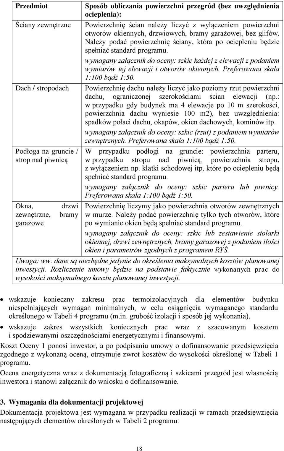 Należy podać powierzchnię ściany, która po ociepleniu będzie spełniać standard programu. wymagany załącznik do oceny: szkic każdej z elewacji z podaniem wymiarów tej elewacji i otworów okiennych.