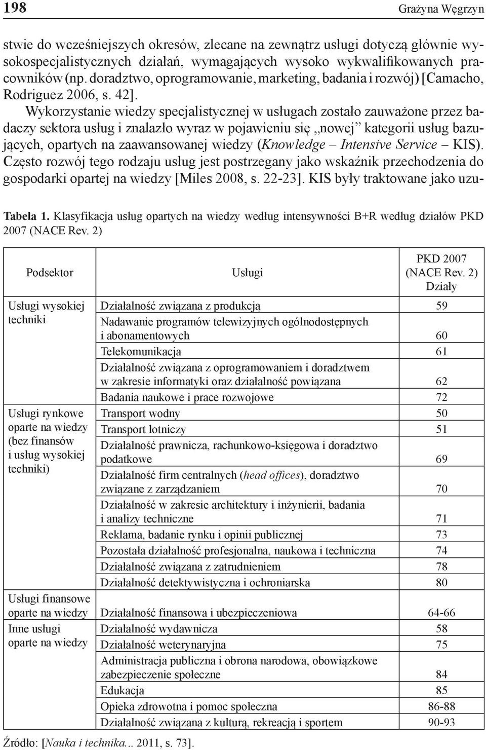 Wykorzystanie wiedzy specjalistycznej w usługach zostało zauważone przez badaczy sektora usług i znalazło wyraz w pojawieniu się nowej kategorii usług bazujących, opartych na zaawansowanej wiedzy