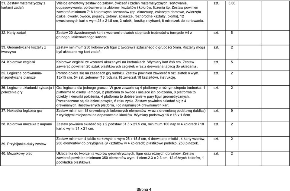 dinozaury, zwierzęta domowe, zwierzęta dzikie, owady, owoce, pojazdy, żetony, spinacze, różnorodne kształty, pionki), 12 dwustronnych kart o wym.28 x 21.