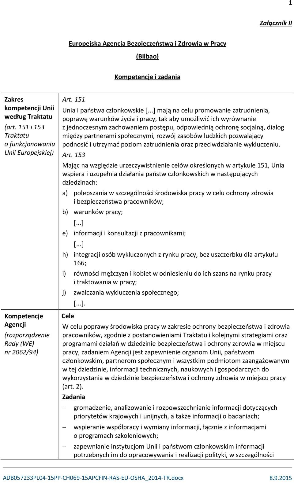 ..] mają na celu promowanie zatrudnienia, poprawę warunków życia i pracy, tak aby umożliwić ich wyrównanie z jednoczesnym zachowaniem postępu, odpowiednią ochronę socjalną, dialog między partnerami