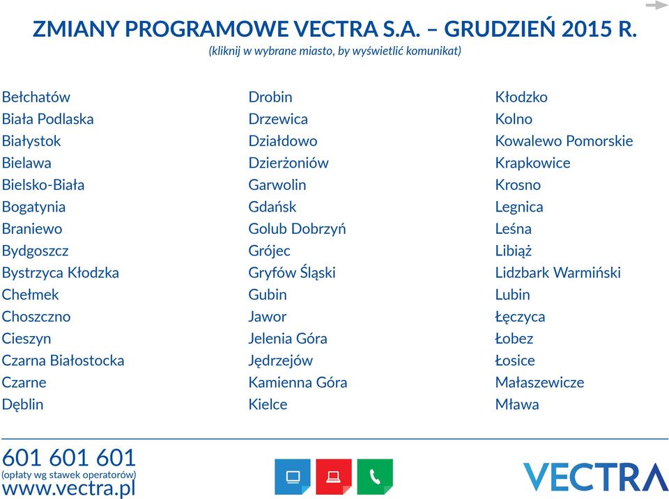 Bydgoszcz Bystrzyca Kłodzka Chełmek Choszczno Cieszyn Czarna Białostocka Czarne Dęblin Drobin Drzewica Działdowo Dzierżoniów Garwolin