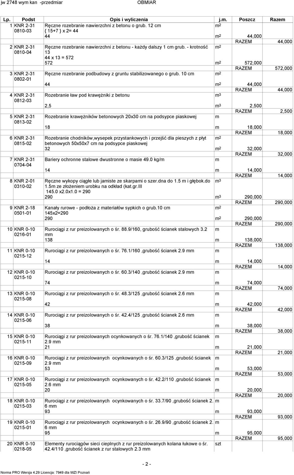 - krotność 2 0810-04 13 44 x 13 = 572 572 2 572,000 3 KNR 2-31 0802-01 4 KNR 2-31 0812-03 5 KNR 2-31 0813-02 6 KNR 2-31 0815-02 7 KNR 2-31 0704-04 8 KNR 2-01 0310-02 9 KNR 2-18 0501-01 10 KNR 0-10