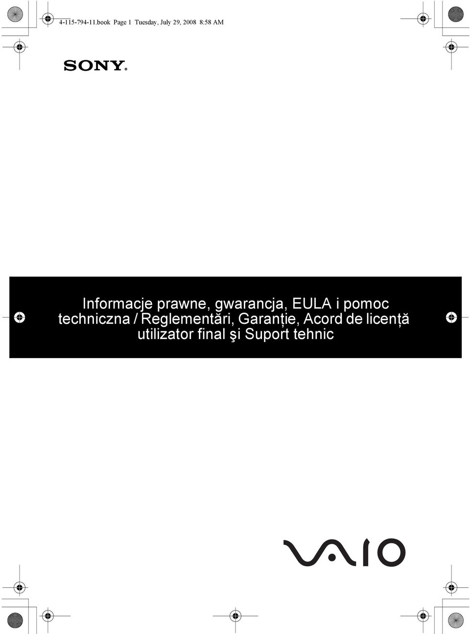 Informacje prawne, gwarancja, EULA i pomoc