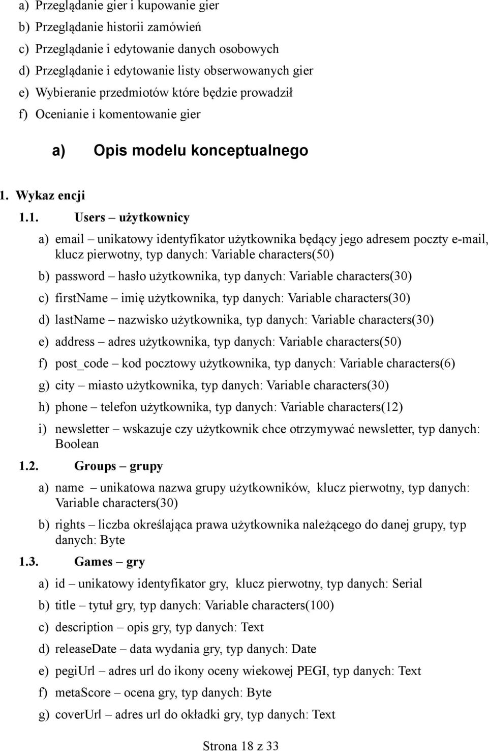 Wykaz encji 1.