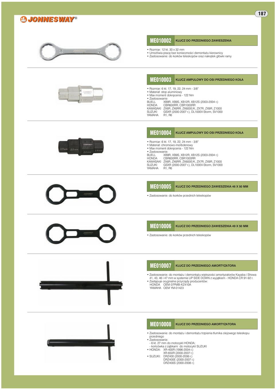 17, 19, 22, 24 mm - 3/8 Materiał: stop aluminiowy Max moment dokręcenia - 122 Nm BUELL XB9R, XB9S, XB12R, XB12S (2003-2004 r.