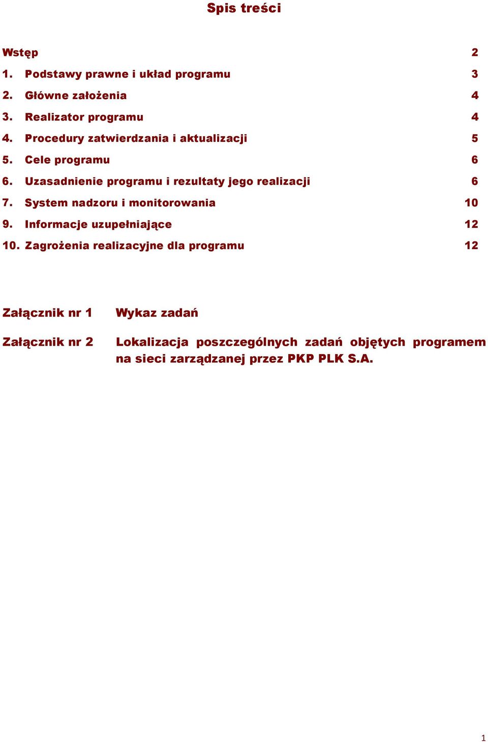 System nadzoru i monitorowania 9. Informacje uzupełniające 10.