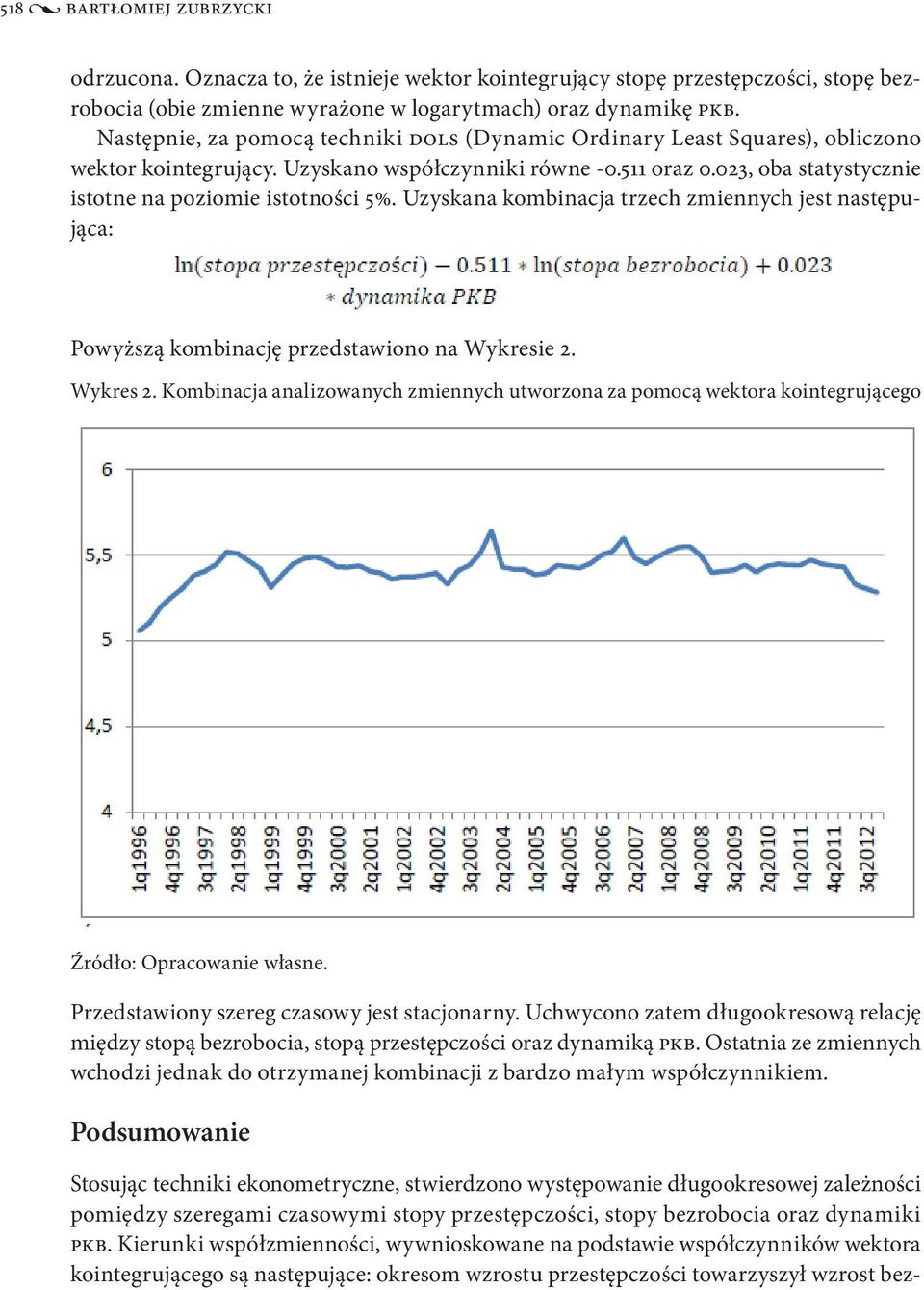 023, oba statystycznie istotne na poziomie istotności 5%. Uzyskana kombinacja trzech zmiennych jest następująca: Powyższą kombinację przedstawiono na Wykresie 2. Wykres 2.