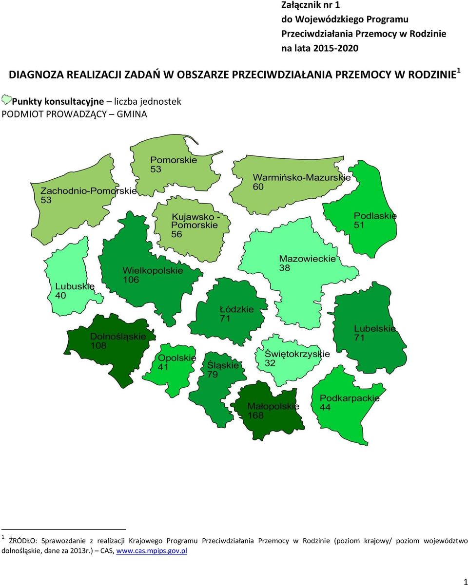 PODMIOT PROWADZĄCY GMINA 1 ŹRÓDŁO: Sprawozdanie z realizacji Krajowego Programu Przeciwdziałania