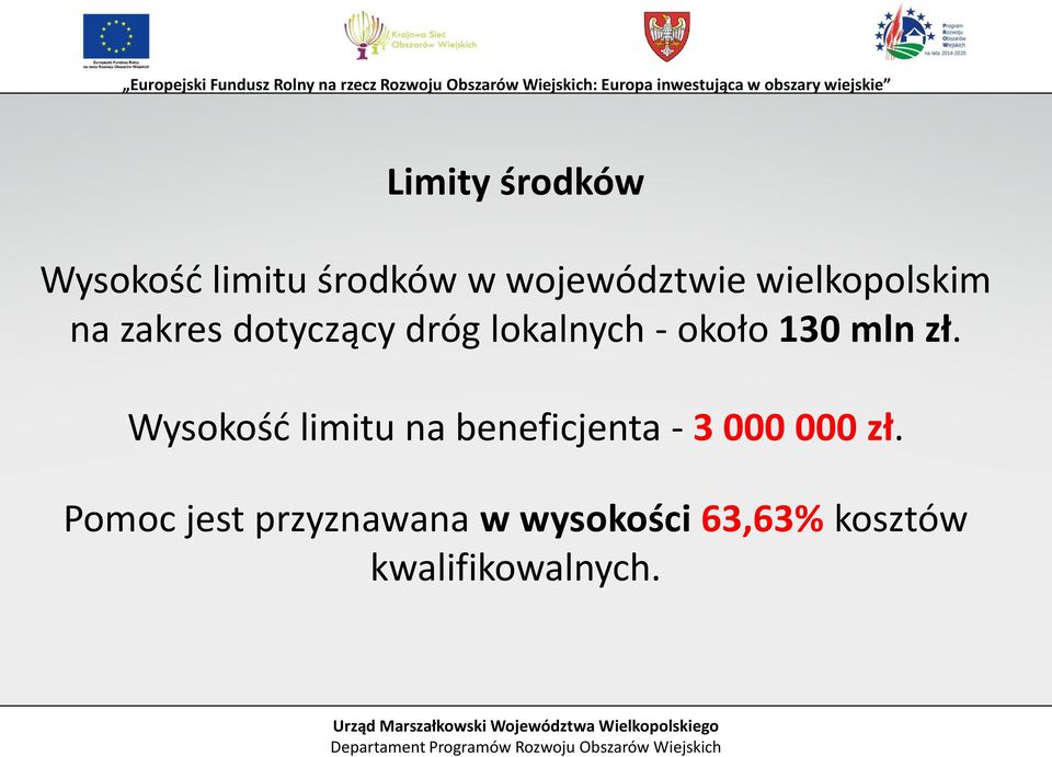 130 mln zł. Wysokość limitu na beneficjenta - 3 000 000 zł.