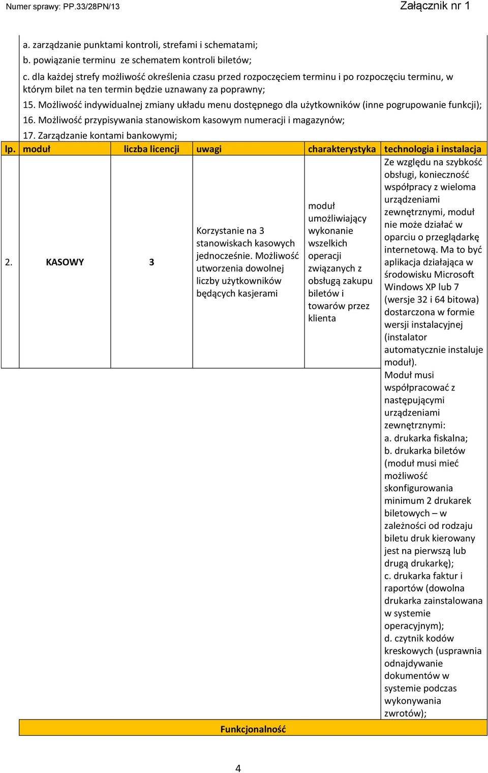 Możliwość indywidualnej zmiany układu menu dostępnego dla użytkowników (inne pogrupowanie funkcji); 16. Możliwość przypisywania stanowiskom kasowym numeracji i magazynów; 17.