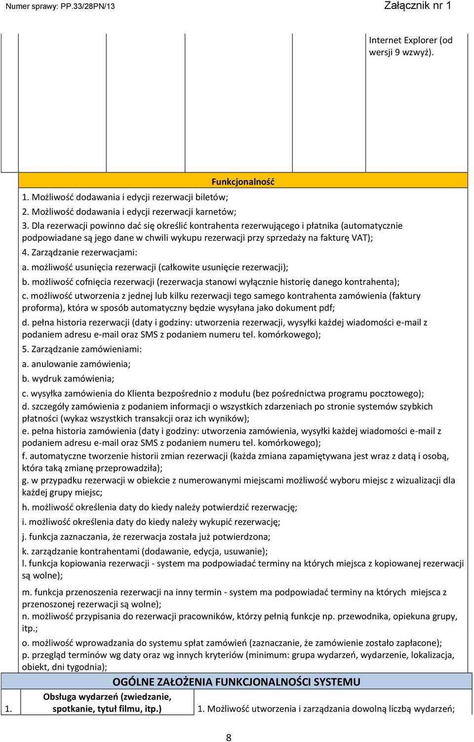 Zarządzanie rezerwacjami: a. możliwość usunięcia rezerwacji (całkowite usunięcie rezerwacji); b. możliwość cofnięcia rezerwacji (rezerwacja stanowi wyłącznie historię danego kontrahenta); c.