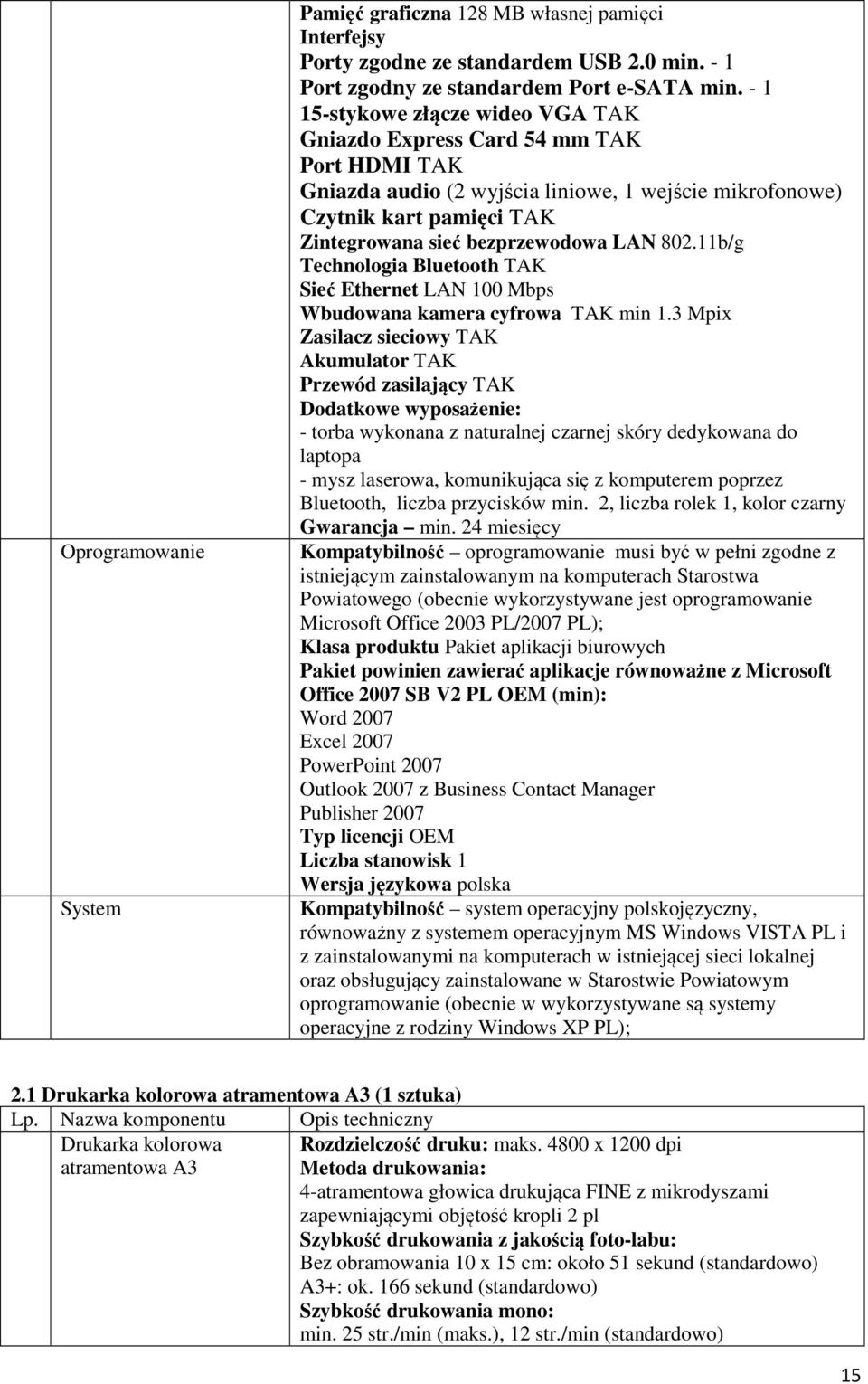 802.11b/g Technologia Bluetooth TAK Sieć Ethernet LAN 100 Mbps Wbudowana kamera cyfrowa TAK min 1.