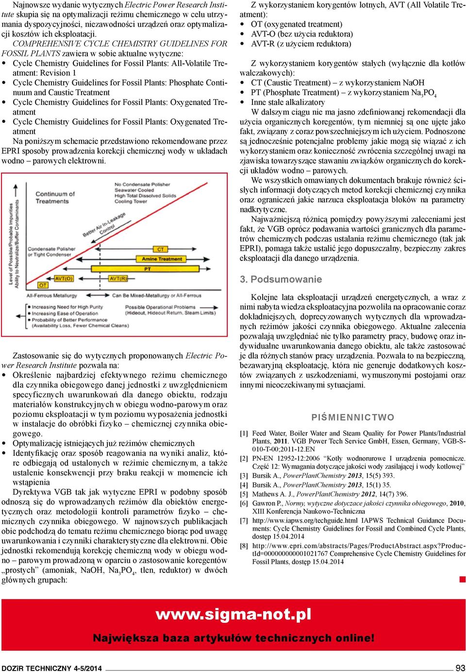 COMPREHENSIVE CYCLE CHEMISTRY GUIDELINES FOR FOSSIL PLANTS zawiera w sobie aktualne wytyczne: Cycle Chemistry Guidelines for Fossil Plants: All-Volatile Treatment: Revision 1 Cycle Chemistry