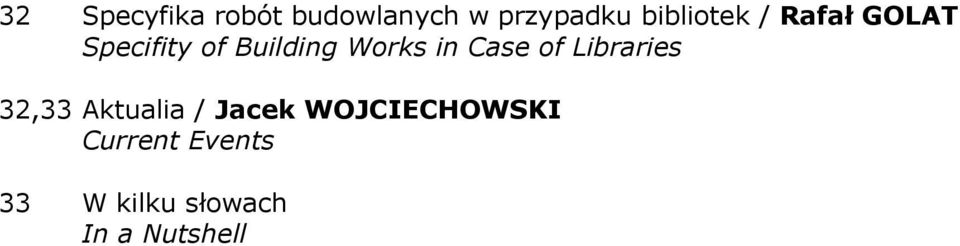 Works in Case of Libraries 32,33 Aktualia / Jacek