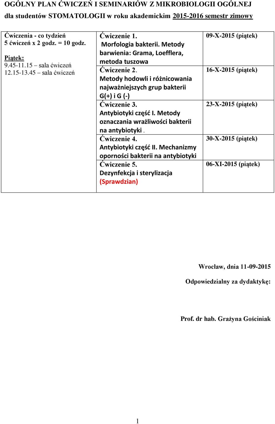 Metody hodowli i różnicowania najważniejszych grup bakterii G(+) i G (-) Ćwiczenie 3. Antybiotyki część I. Metody oznaczania wrażliwości bakterii na antybiotyki. Ćwiczenie 4. Antybiotyki część II.