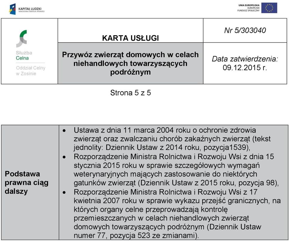 niektórych gatunków zwierząt (Dziennik Ustaw z 2015 roku, pozycja 98), Rozporządzenie Ministra Rolnictwa i Rozwoju Wsi z 17 kwietnia 2007 roku w sprawie wykazu przejść