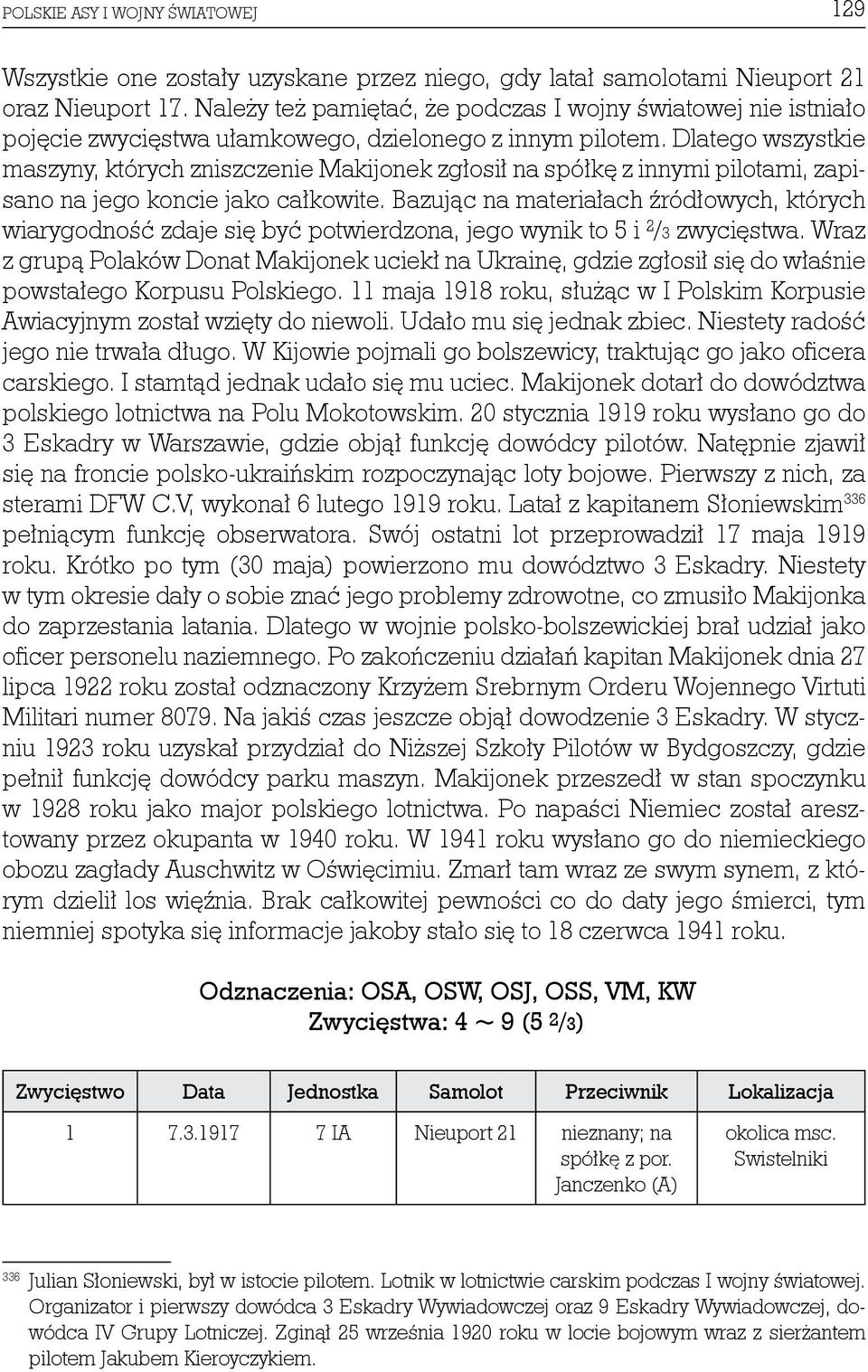 Dlatego wszystkie maszyny, których zniszczenie Makijonek zgłosił na spółkę z innymi pilotami, zapisano na jego koncie jako całkowite.