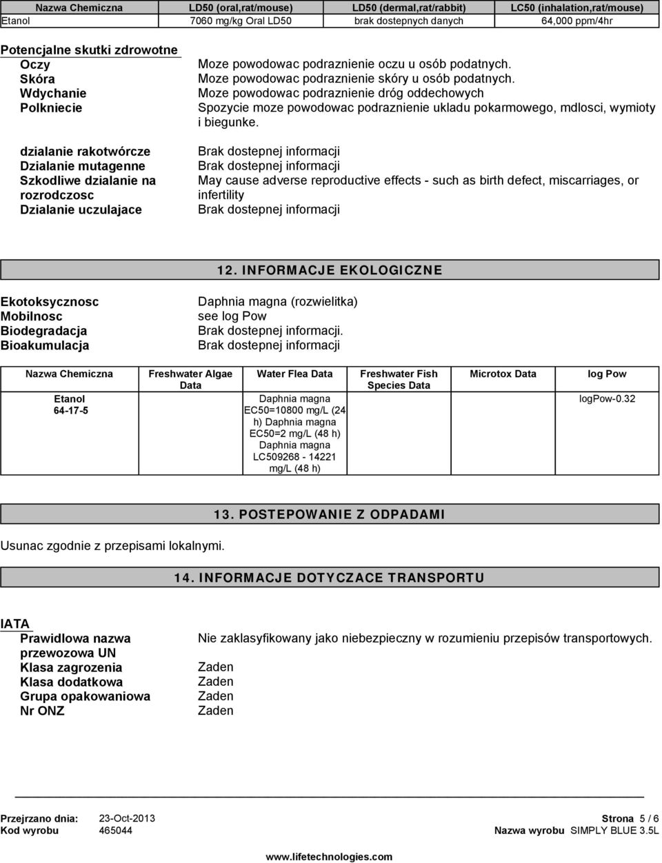 Moze powodowac podraznienie dróg oddechowych Spozycie moze powodowac podraznienie ukladu pokarmowego, mdlosci, wymioty i biegunke.