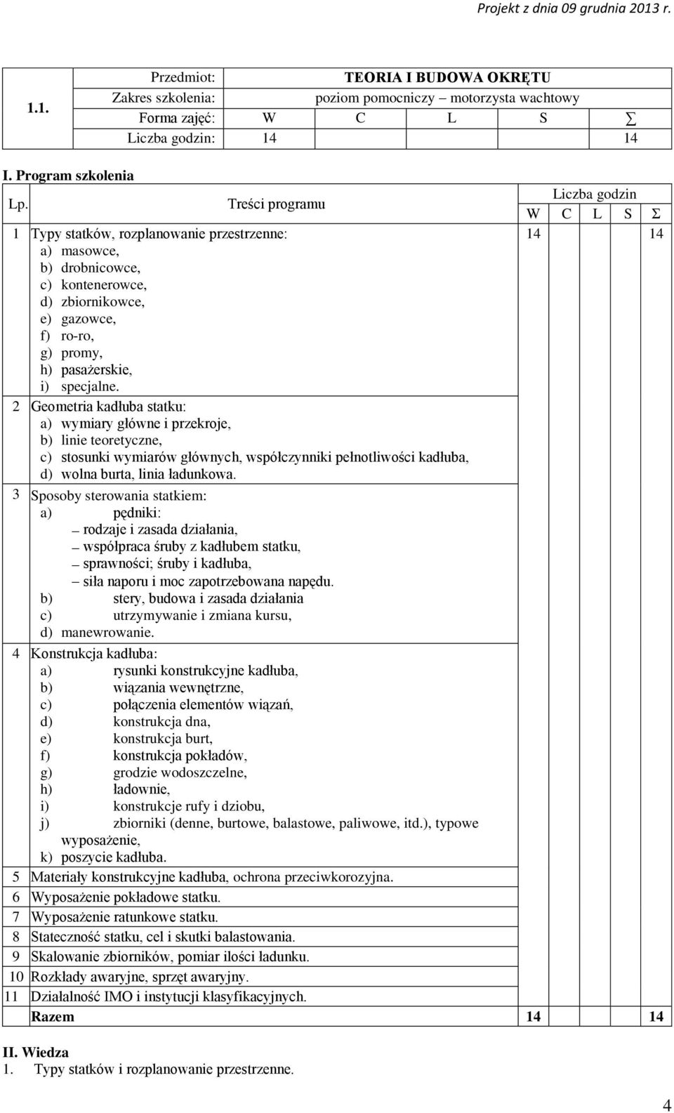 2 Geometria kadłuba statku: a) wymiary główne i przekroje, b) linie teoretyczne, c) stosunki wymiarów głównych, współczynniki pełnotliwości kadłuba, d) wolna burta, linia ładunkowa.