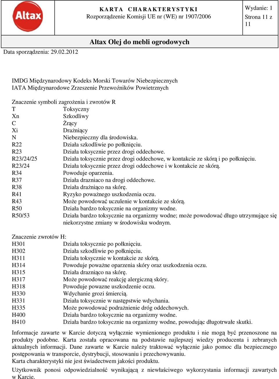 R23/24/25 Działa toksycznie przez drogi oddechowe, w kontakcie ze skórą i po połknięciu. R23/24 Działa toksycznie przez drogi oddechowe i w kontakcie ze skórą. R34 Powoduje oparzenia.