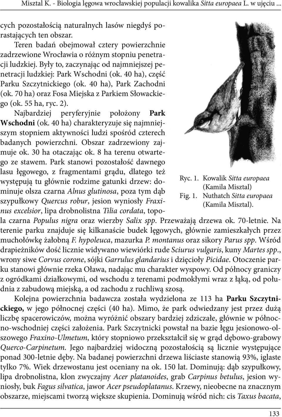 Były to, zaczynając od najmniejszej penetracji ludzkiej: Park Wschodni (ok. 40 ha), część Parku Szczytnickiego (ok. 40 ha), Park Zachodni (ok. 70 ha) oraz Fosa Miejska z Parkiem Słowackiego (ok.