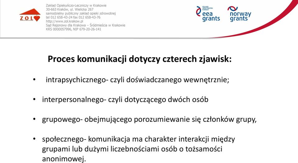 grupowego- obejmującego porozumiewanie się członków grupy, społecznego-