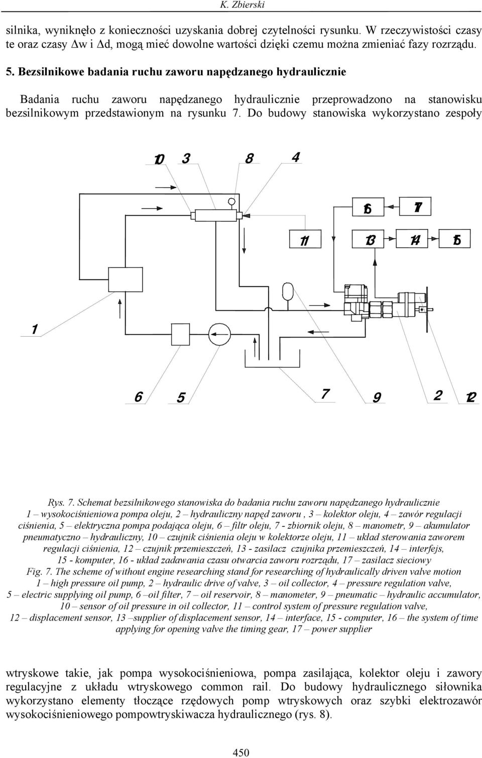 Do budowy stanowiska wykorzystano zespoły 10 3 8 4 16 17 1 13 14 15 1 6 5 7 