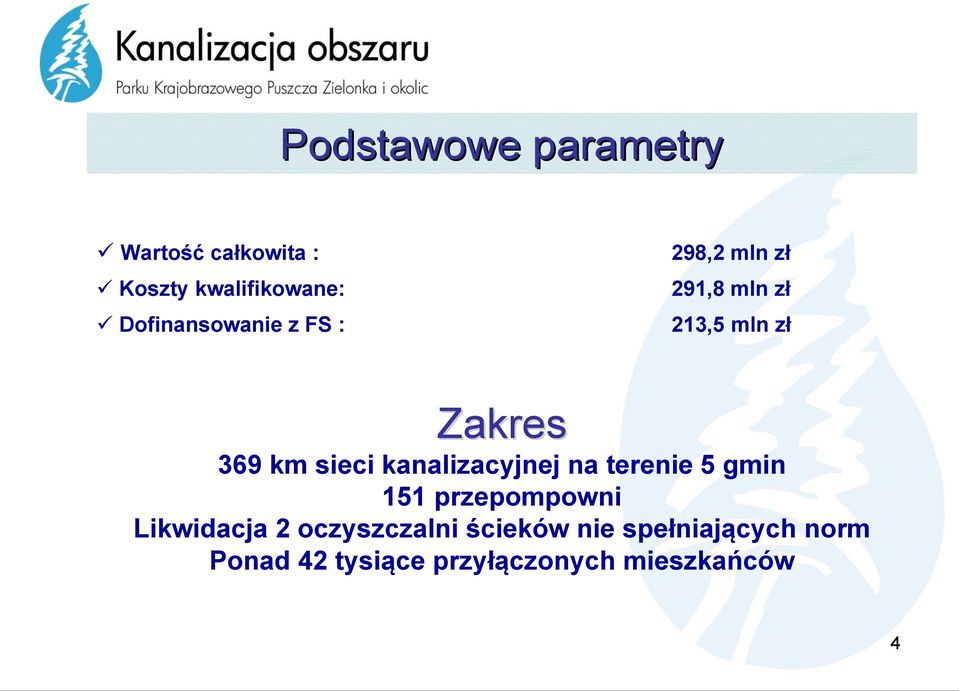 km sieci kanalizacyjnej na terenie 5 gmin 151 przepompowni Likwidacja 2