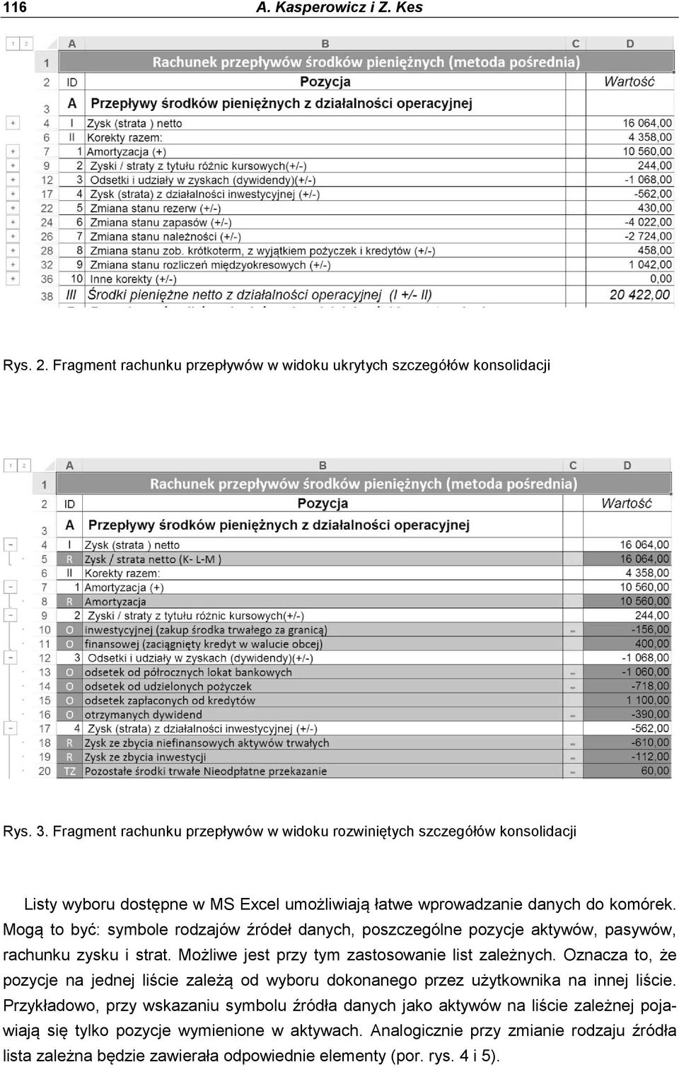 Mogą to być: symbole rodzajów źródeł danych, poszczególne pozycje aktywów, pasywów, rachunku zysku i strat. Możliwe jest przy tym zastosowanie list zależnych.