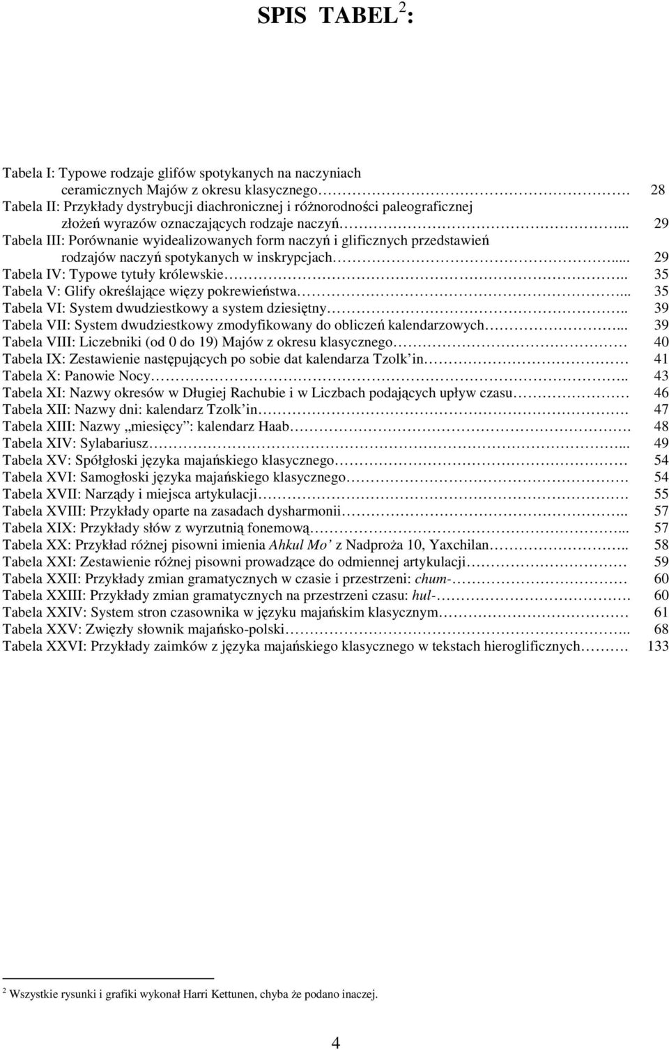 .. Tabela III: Porówaie wyidealizowaych form aczyń i glificzych przedstawień rodzajów aczyń spotykaych w iskrypcjach... Tabela IV: Typowe tytuły królewskie.