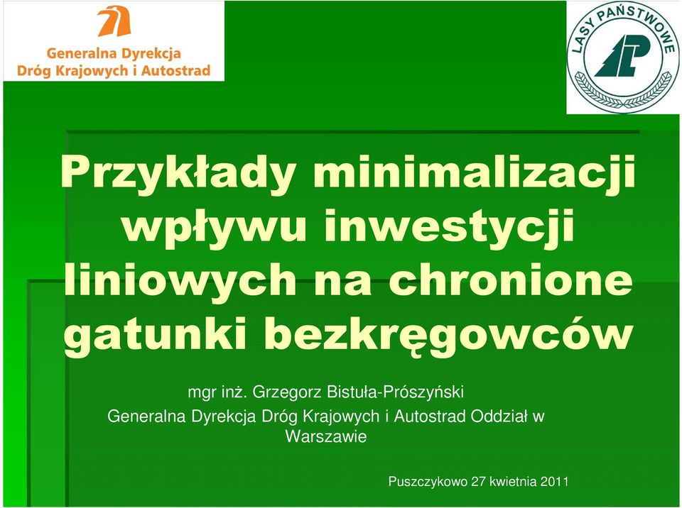 Grzegorz Bistuła-Prószyński Generalna Dyrekcja Dróg